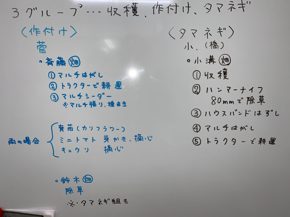 来週以降の作業予定 2019年8月11日(日)時点