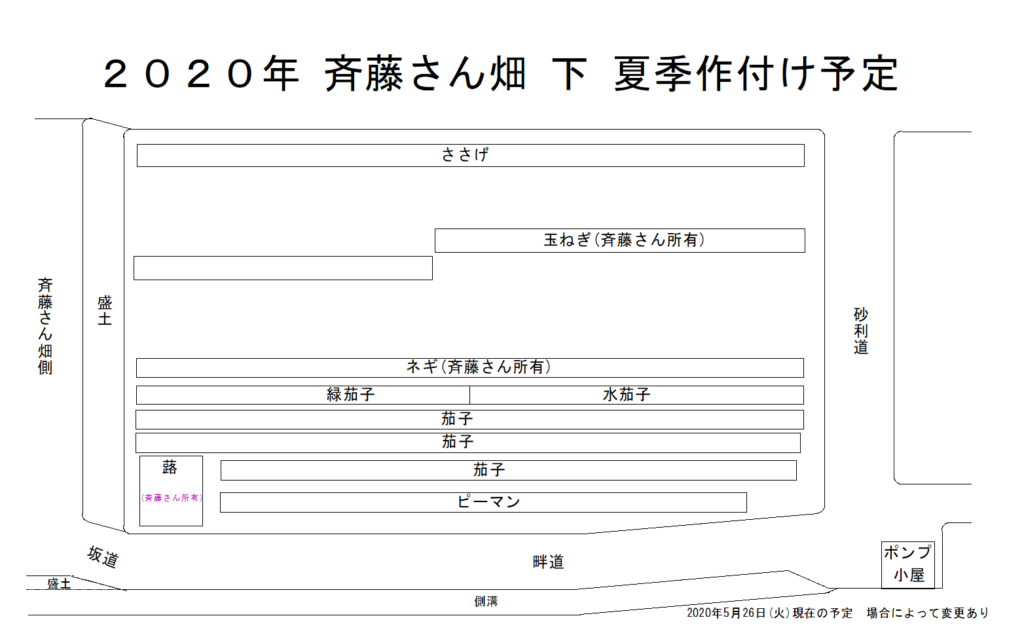 斉藤さん 下 畑 2020年夏季作付け予定図