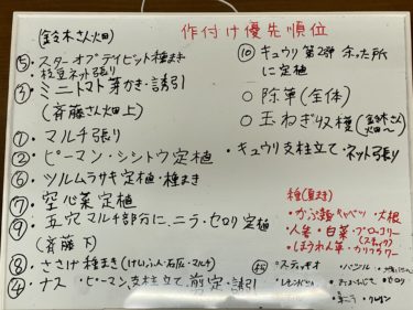 2020年6月5日(金)の作業記録 (斉藤さん畑のマルチ張り、畑ミーティング、作付け予定図更新)