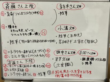 2021年3月22日(月)の作業記録 (小溝玉ねぎ畑の除草作業、収穫作業、畑作業ミーティング)